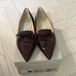 Jimmy Choo Gena Flat 37 Burgundy NIB